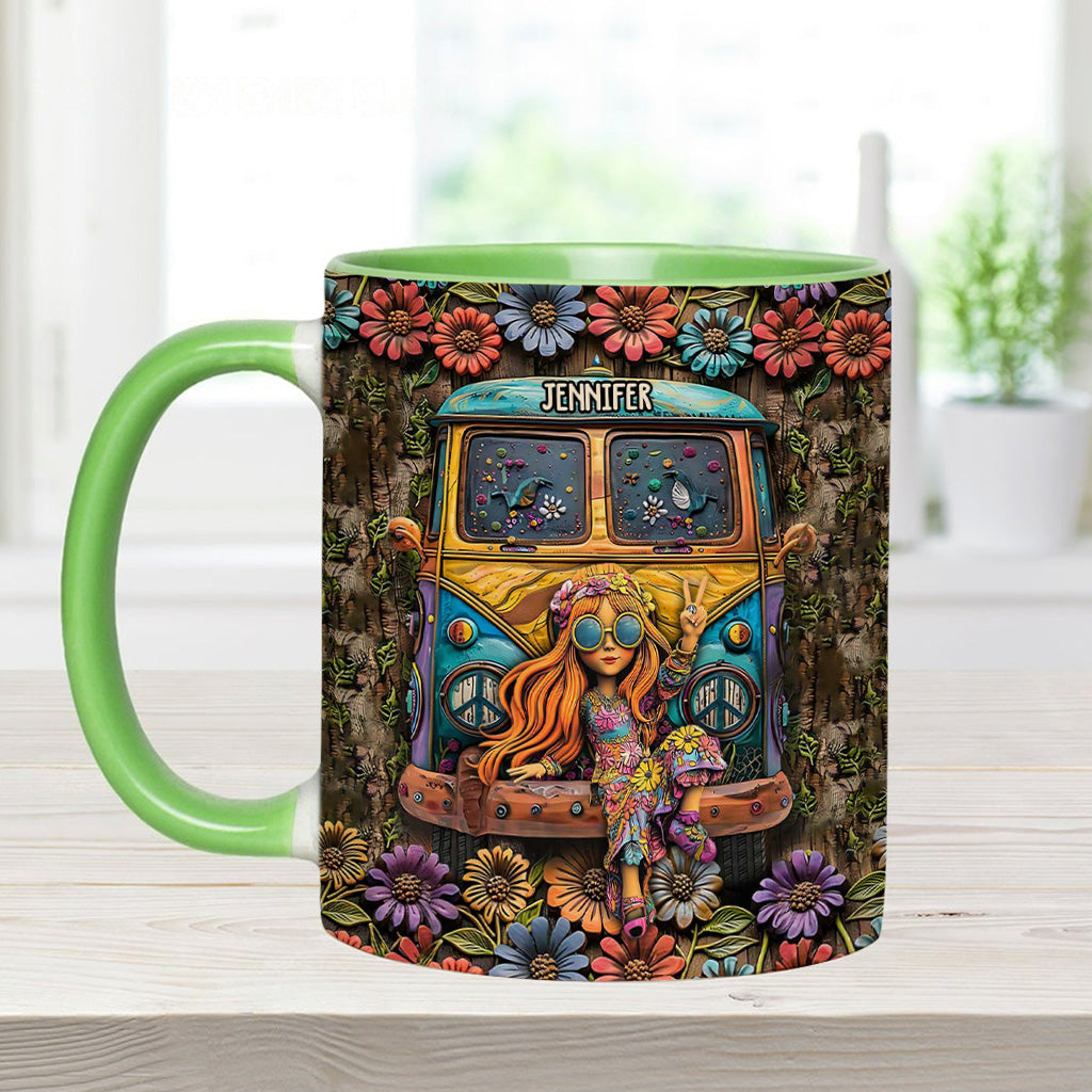 Awesome Caravan Hippie Girls - Personalized Accent Mug - Perfect Gift For Hippie Peace Lovers-Myprintsy