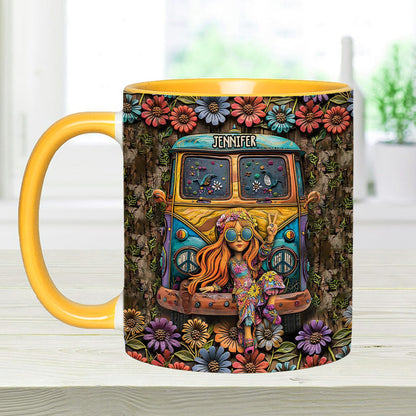Awesome Caravan Hippie Girls - Personalized Accent Mug - Perfect Gift For Hippie Peace Lovers-Myprintsy