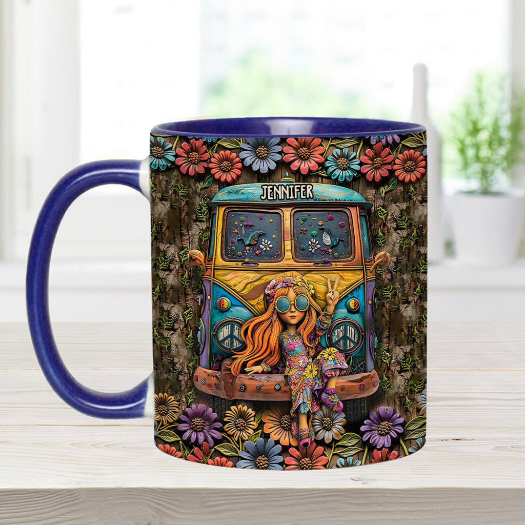 Awesome Caravan Hippie Girls - Personalized Accent Mug - Perfect Gift For Hippie Peace Lovers-Myprintsy