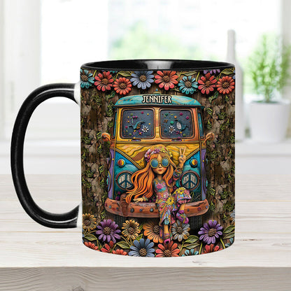 Awesome Caravan Hippie Girls - Personalized Accent Mug - Perfect Gift For Hippie Peace Lovers-Myprintsy