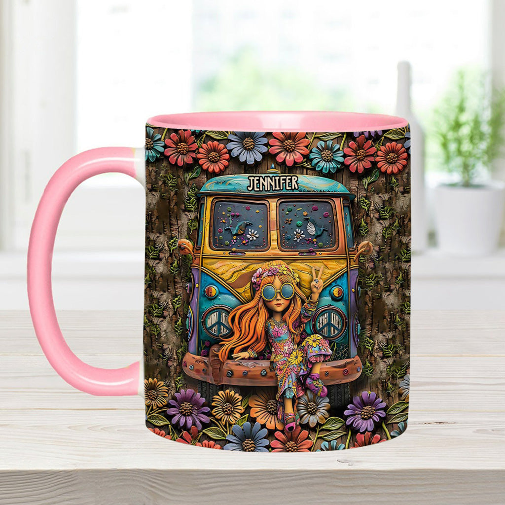 Awesome Caravan Hippie Girls - Personalized Accent Mug - Perfect Gift For Hippie Peace Lovers-Myprintsy