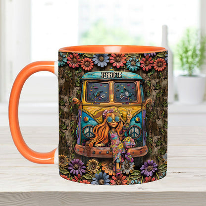 Awesome Caravan Hippie Girls - Personalized Accent Mug - Perfect Gift For Hippie Peace Lovers-Myprintsy
