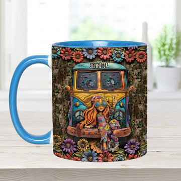 Awesome Caravan Hippie Girls - Personalized Accent Mug - Perfect Gift For Hippie Peace Lovers-Myprintsy