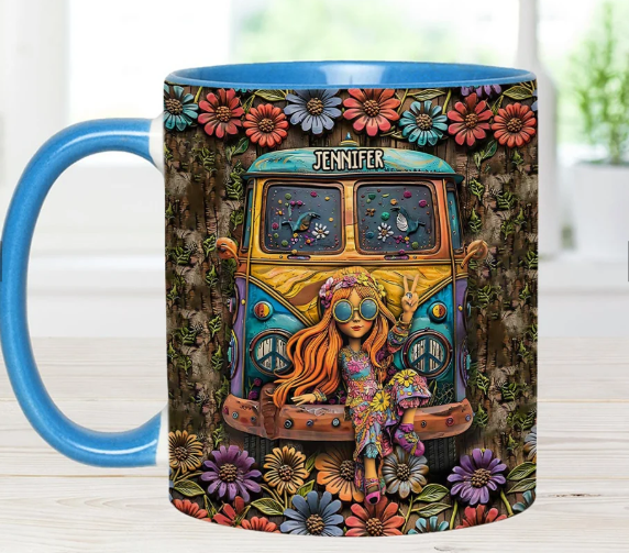 Awesome Caravan - Personalized Hippie Accent Mug-Myprintsy