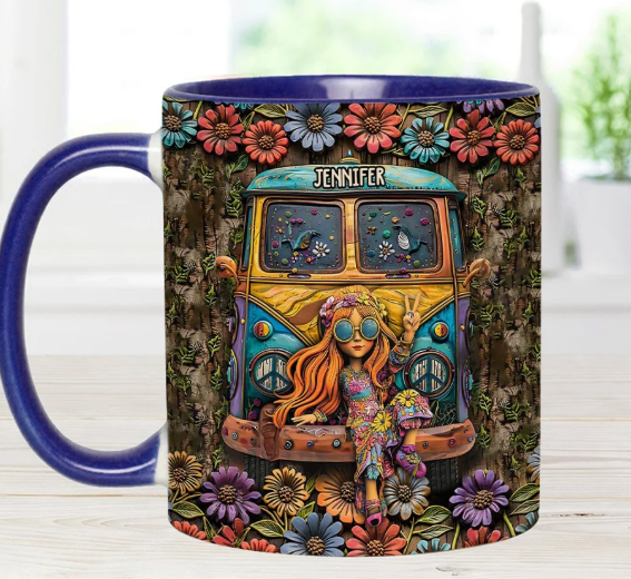 Awesome Caravan - Personalized Hippie Accent Mug-Myprintsy