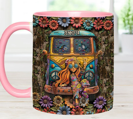 Awesome Caravan - Personalized Hippie Accent Mug-Myprintsy