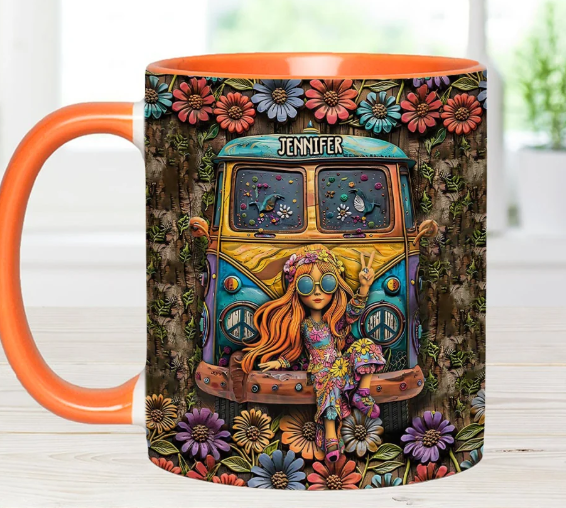 Awesome Caravan - Personalized Hippie Accent Mug-Myprintsy