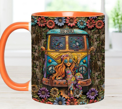 Awesome Caravan - Personalized Hippie Accent Mug-Myprintsy