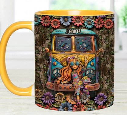 Awesome Caravan - Personalized Hippie Accent Mug-Myprintsy