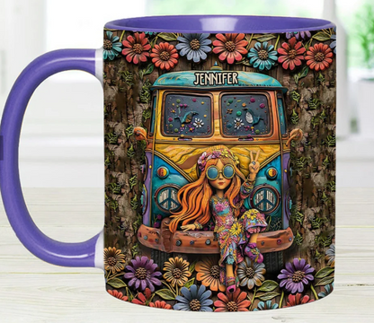 Awesome Caravan - Personalized Hippie Accent Mug-Myprintsy