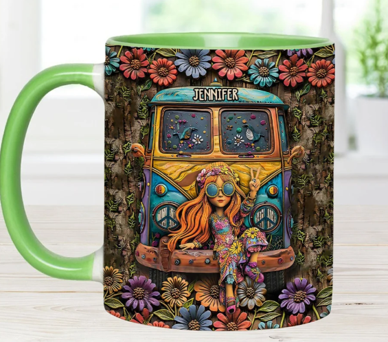 Awesome Caravan - Personalized Hippie Accent Mug-Myprintsy