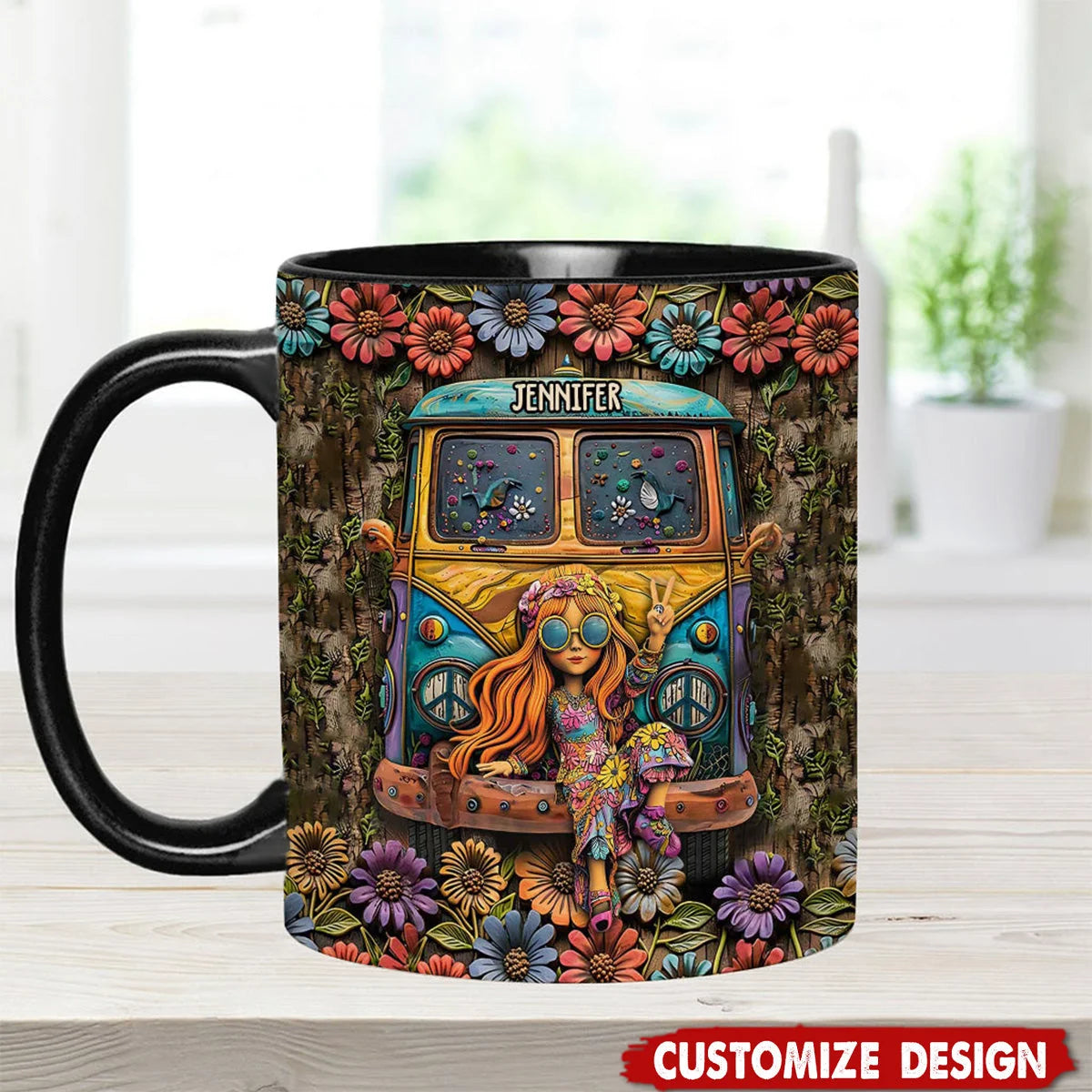 Awesome Caravan - Personalized Hippie Accent Mug-Myprintsy