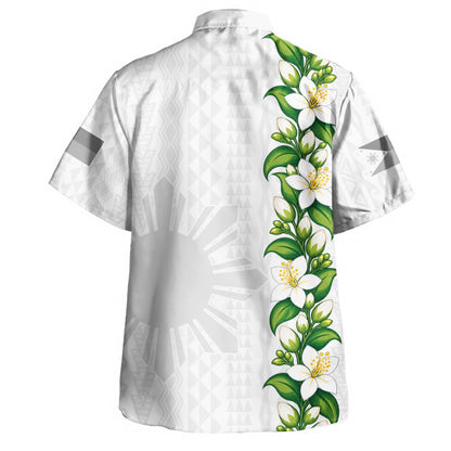 Philippines Filipinos Hawaiian Shirt Sampaguita Flower Tribal Polynesian Sun Island Style