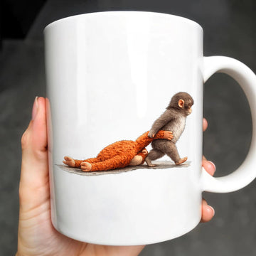 Baby Monkey Holding Plush Toy Tee - Personalized Coffee Mug-Myprintsy