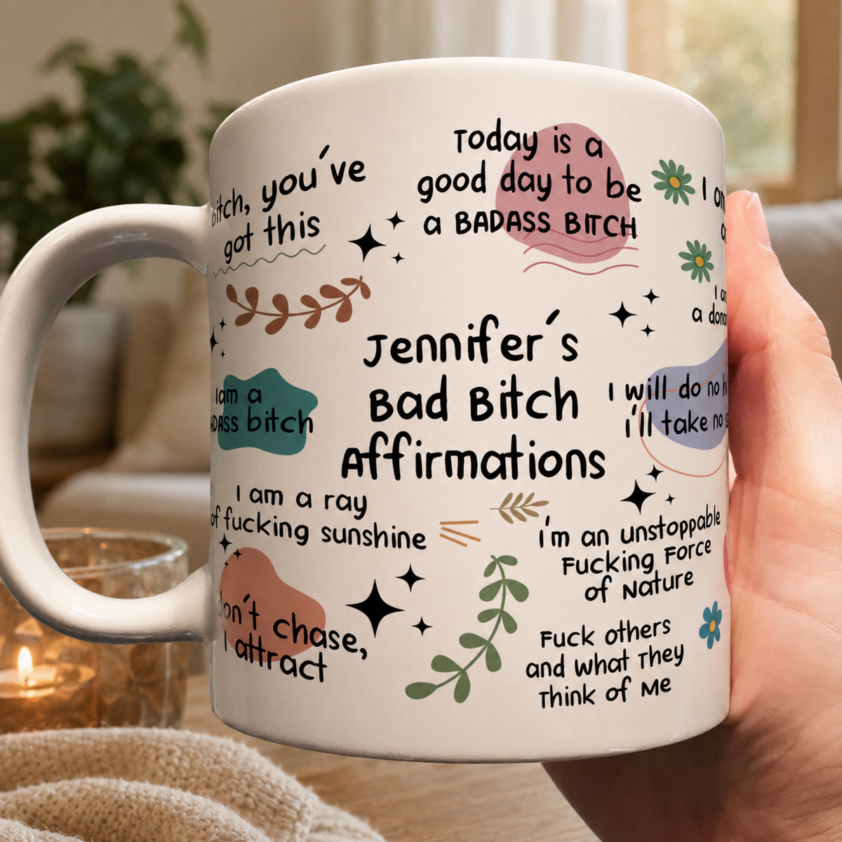 Bad B*Tch Affirmations - Personalized Funny Mug - Gift For Coworkers, Friends, Self Gift-Myprintsy