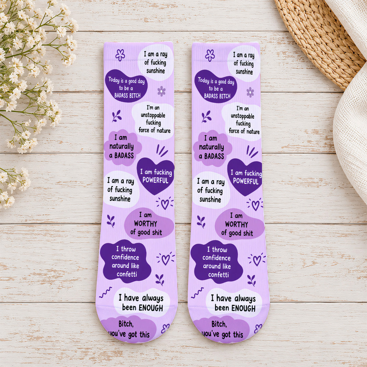 Bad B!tch Affirmations - Personalized Full Print Squad Socks-Myprintsy