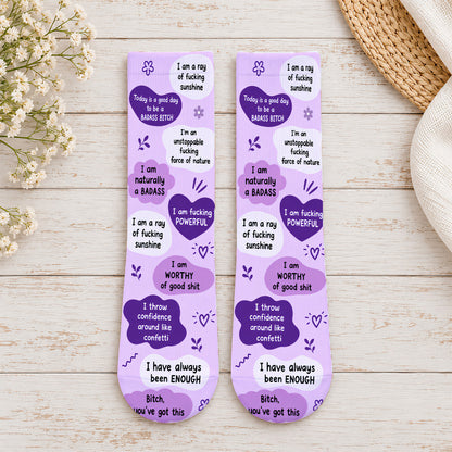 Bad B!tch Affirmations - Personalized Full Print Squad Socks-Myprintsy
