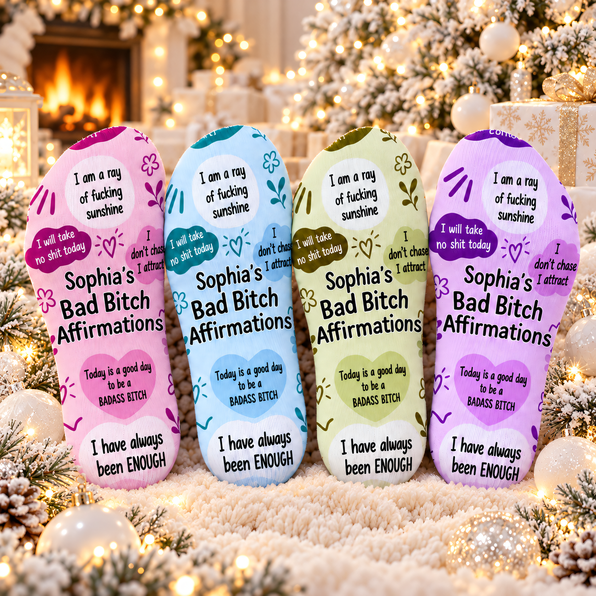 Bad B!tch Affirmations - Personalized Full Print Squad Socks-Myprintsy