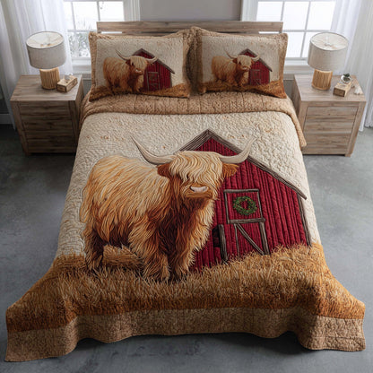 Barn Highland Cow -Piece Quilted Bedding Set VTQ-Myprintsy