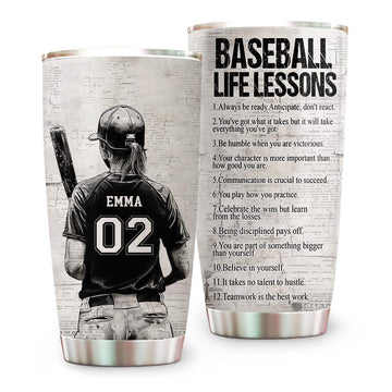 Baseball Life Lessons - Personalized Tumbler Cup - Gift For Baseball Lovers-Myprintsy
