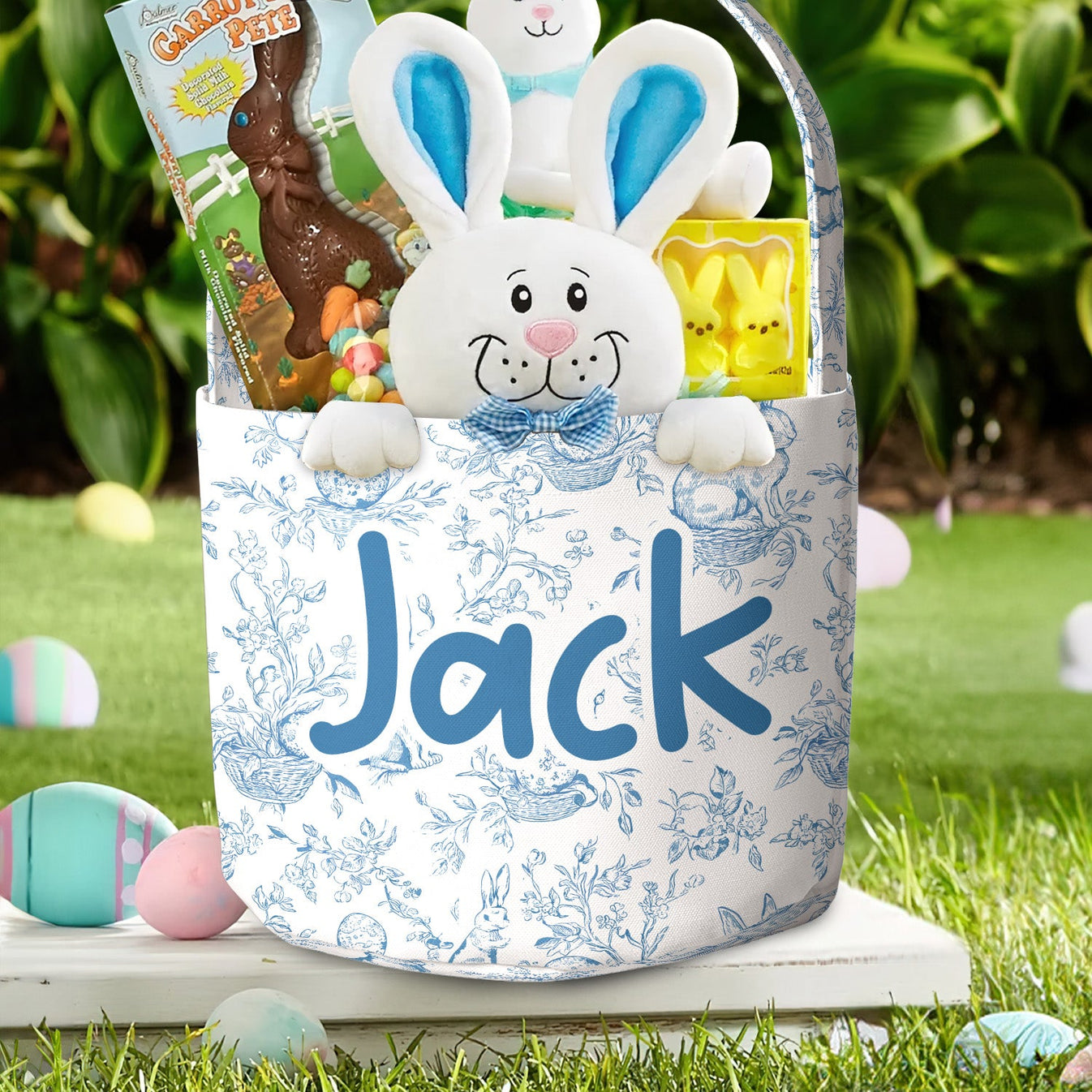 Basket for Kids – Custom Name Bunny Easter Basket Gift for Boys & Girls - Personalized Easter Basket-Myprintsy