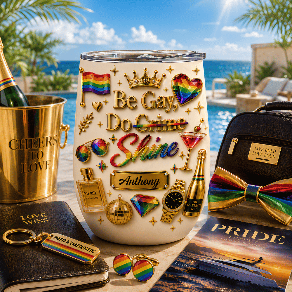 Be Gay Do Shine - Personalized Gay Wine Tumbler - Gifts For Gay Men-Myprintsy