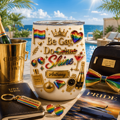 Be Gay Do Shine - Personalized Gay Wine Tumbler - Gifts For Gay Men-Myprintsy