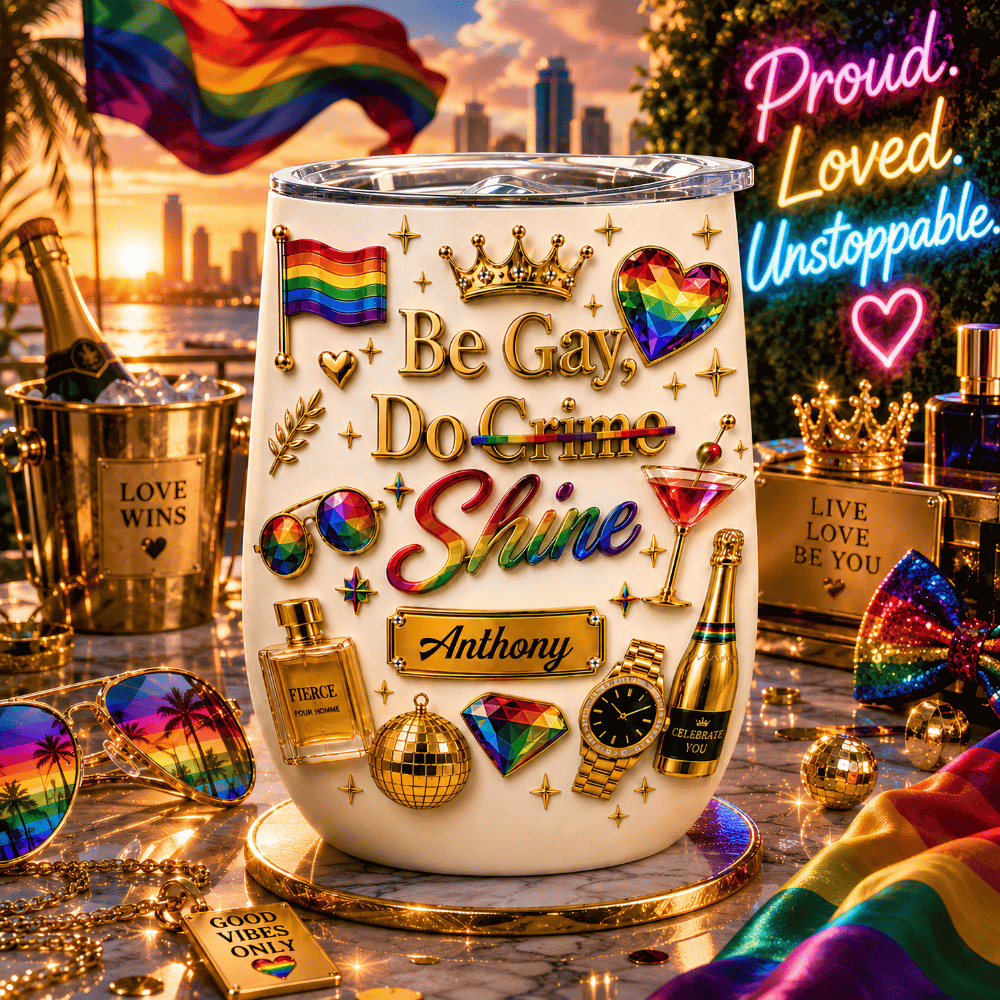 Be Gay Do Shine - Personalized Gay Wine Tumbler - Gifts For Gay Men-Myprintsy