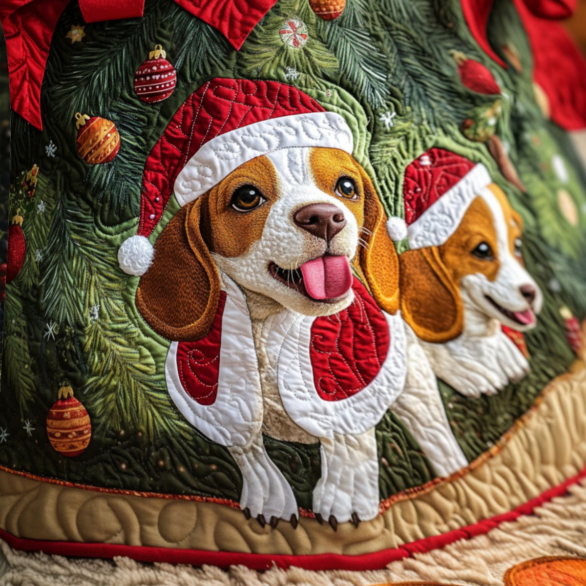Beagle Bliss Quilted Christmas Tree Skirt VTQ-Myprintsy