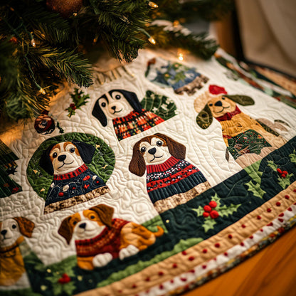 Beagle Cozy Moments Quilted Christmas Tree Skirt-Myprintsy