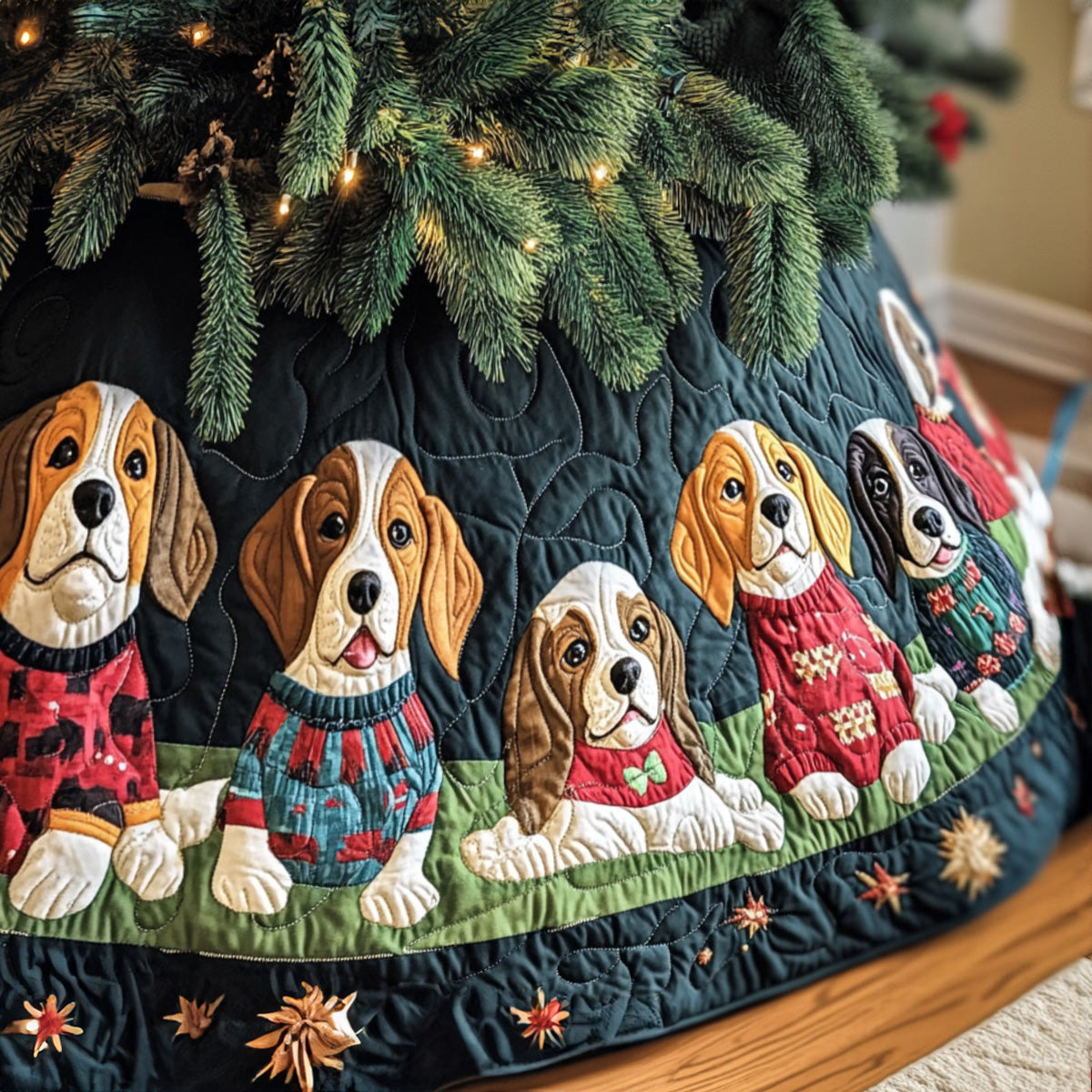 Beagle Festive Fun Quilted Christmas Tree Skirt-Myprintsy