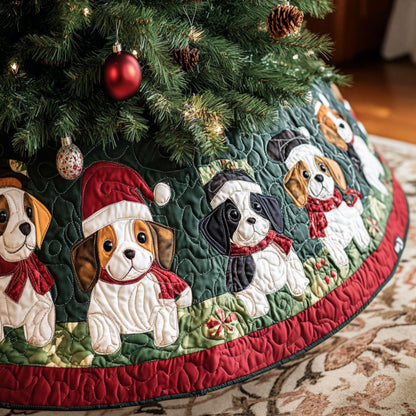 Beagle Forest Friends Quilted Christmas Tree Skirt-Myprintsy