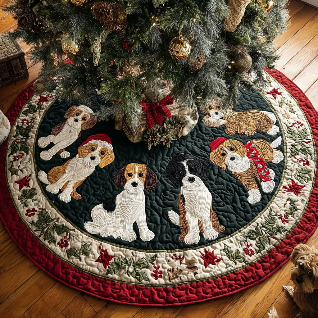 Beagle Holiday Paws Quilted Christmas Tree Skirt HH-Myprintsy