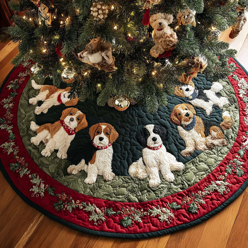 Beagle Holly Deck Quilted Christmas Tree Skirt HH-Myprintsy