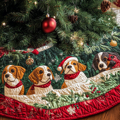 Beagle Joy Parade Quilted Christmas Tree Skirt-Myprintsy