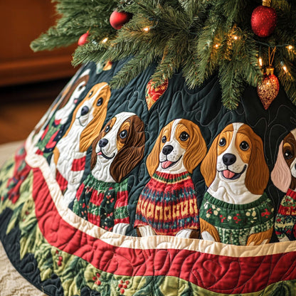 Beagle Winter Magic Quilted Christmas Tree Skirt VTQ-Myprintsy