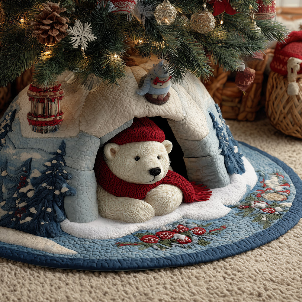 Bear Under the Fir Christmas Quilted Tree Skirt VTQ-Myprintsy