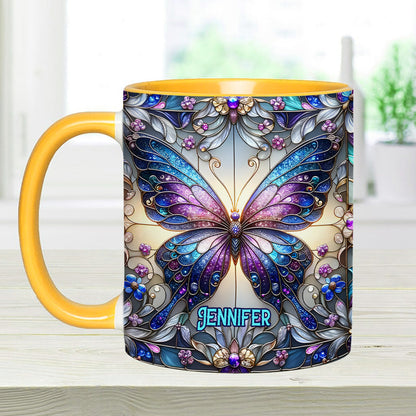 Beautiful Butterfly - Personalized Butterfly Accent Mug-Myprintsy
