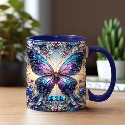 Beautiful Butterfly - Personalized Butterfly Accent Mug-Myprintsy