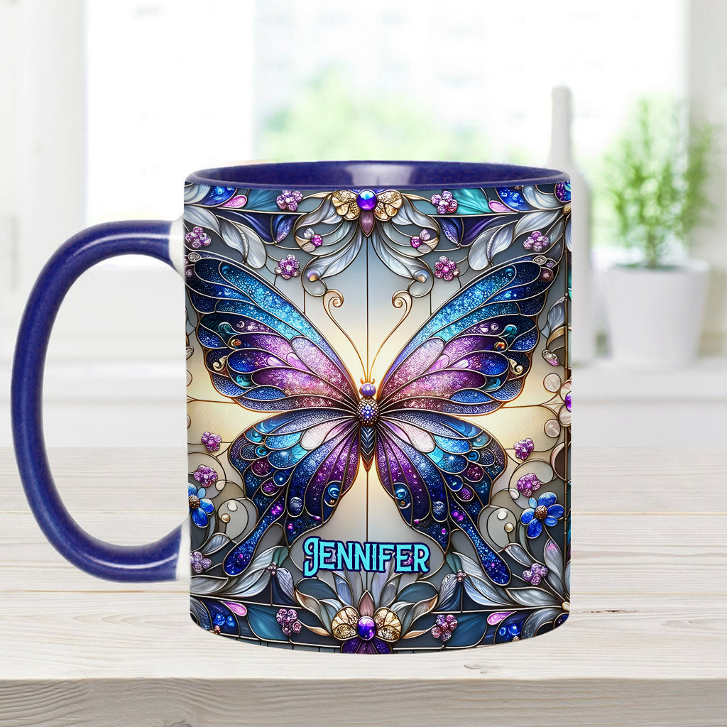 Beautiful Butterfly - Personalized Butterfly Accent Mug-Myprintsy