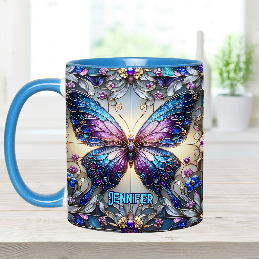 Beautiful Butterfly - Personalized Butterfly Accent Mug-Myprintsy