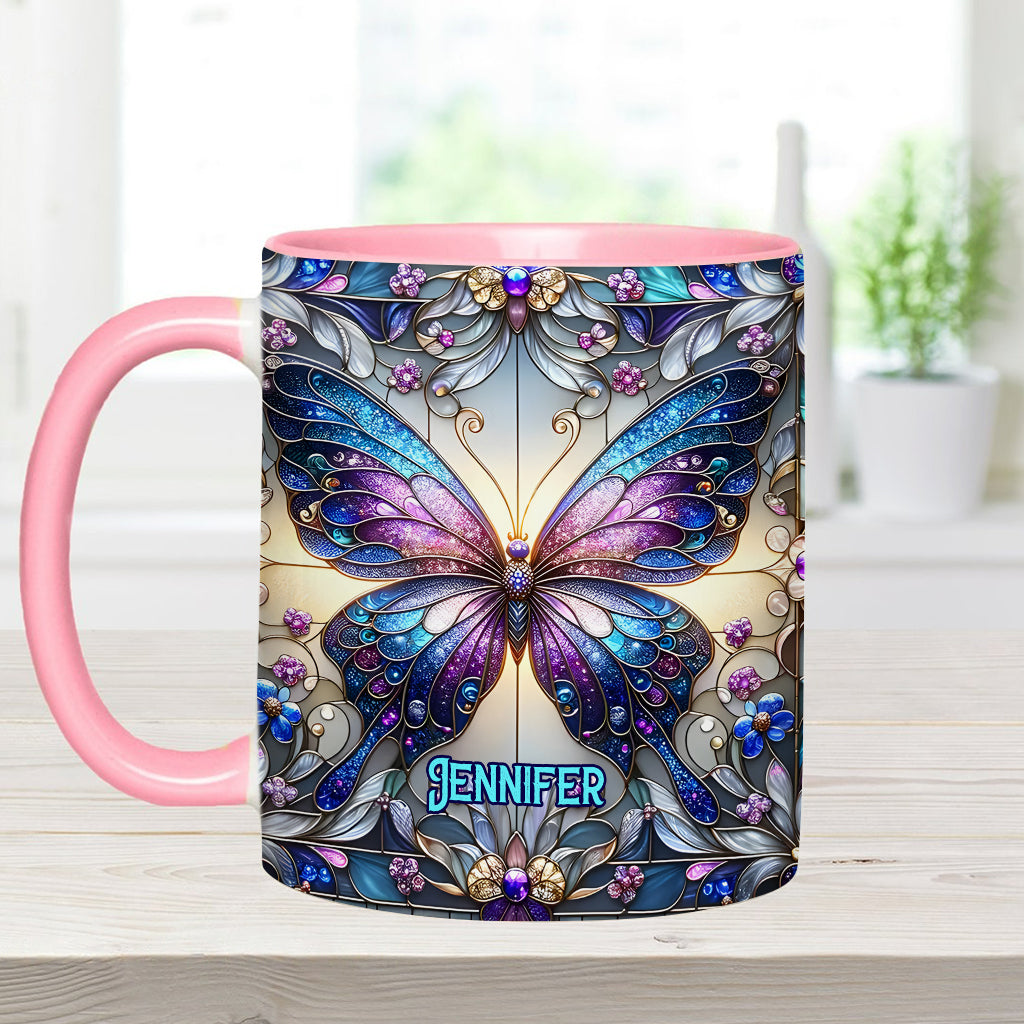 Beautiful Butterfly - Personalized Butterfly Accent Mug-Myprintsy