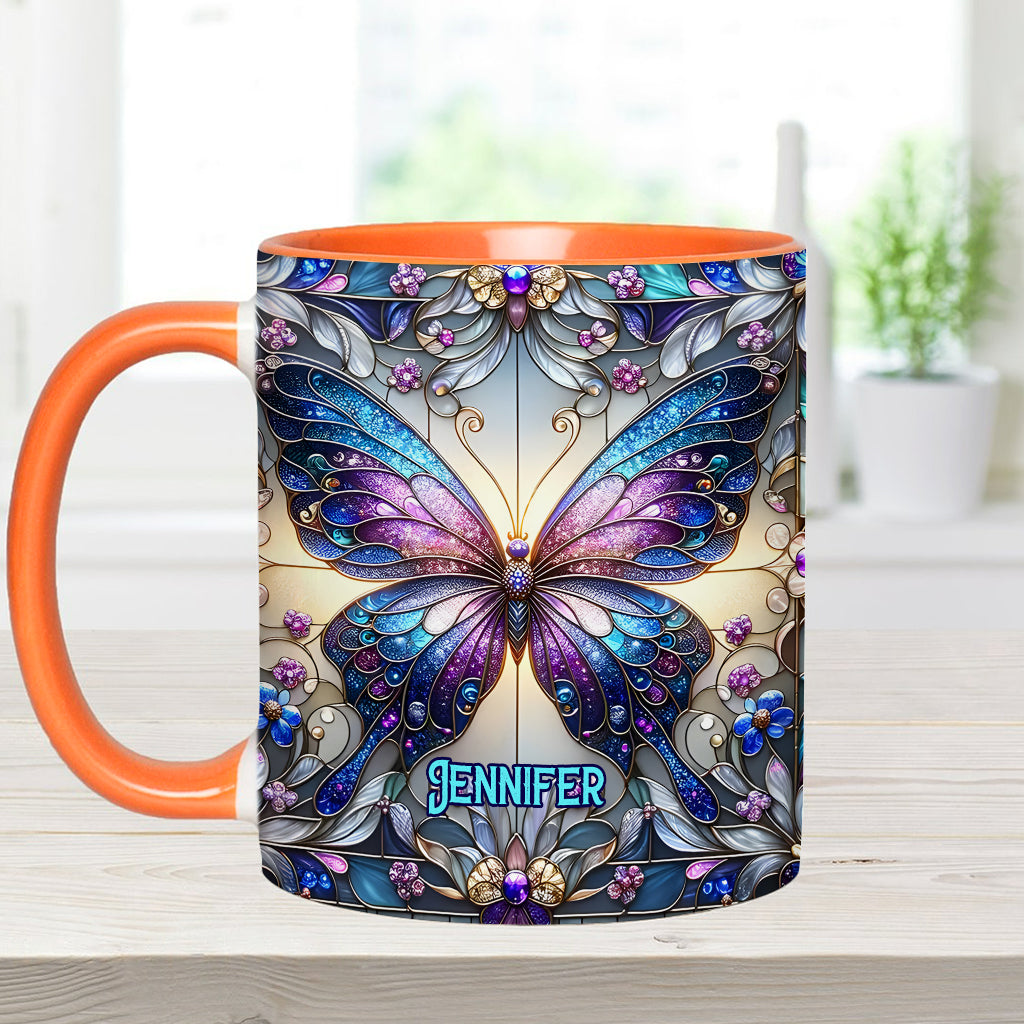 Beautiful Butterfly - Personalized Butterfly Accent Mug-Myprintsy