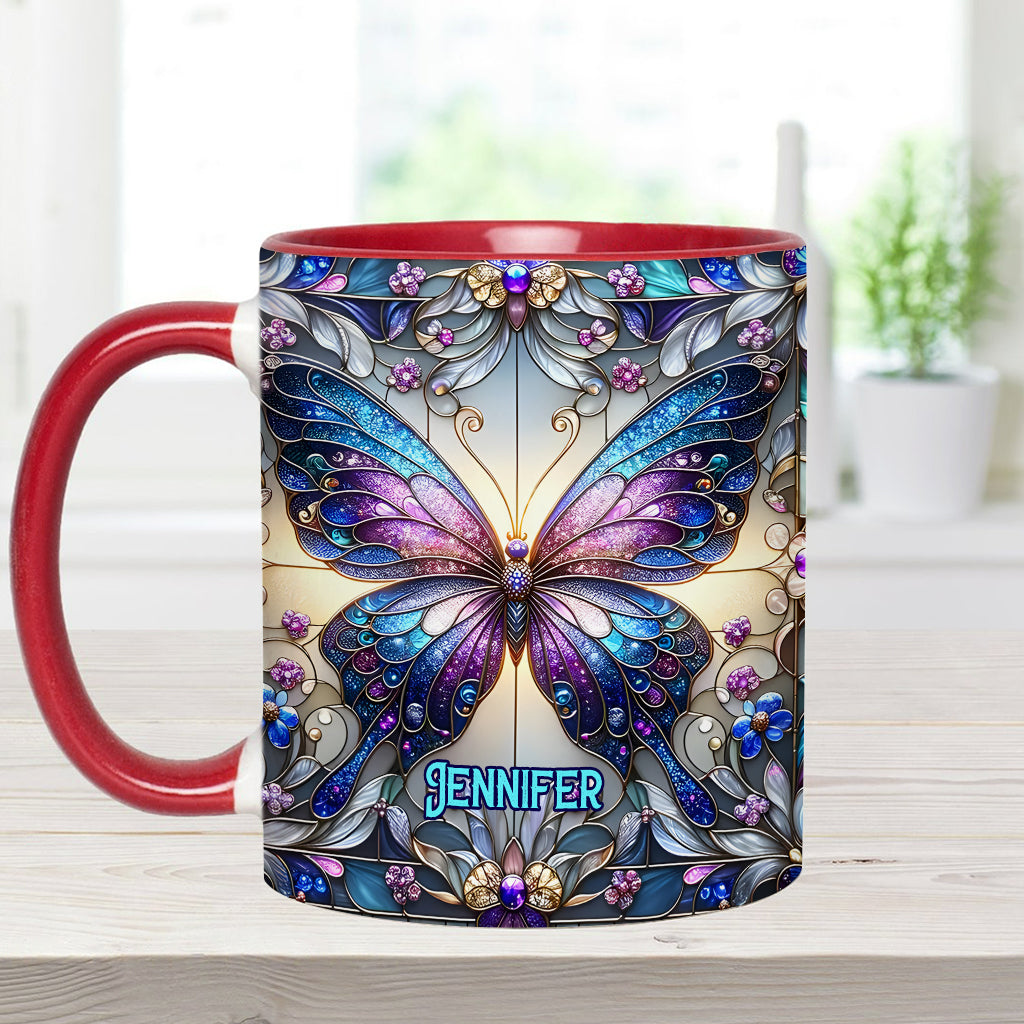 Beautiful Butterfly - Personalized Butterfly Accent Mug-Myprintsy