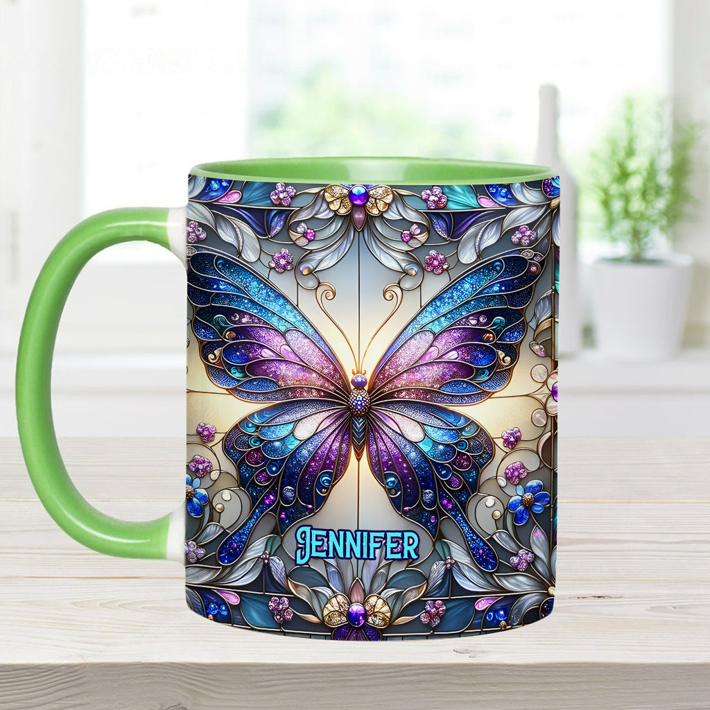 Beautiful Butterfly - Personalized Butterfly Accent Mug-Myprintsy