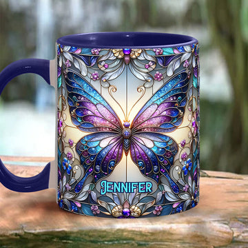 Beautiful Butterfly - Personalized Butterfly Accent Mug-Myprintsy