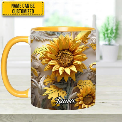 Beautiful Sunflower - Personalized Sunflower Accent Mug-Myprintsy