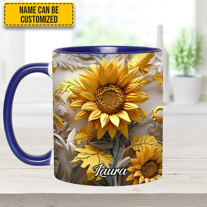 Beautiful Sunflower - Personalized Sunflower Accent Mug-Myprintsy