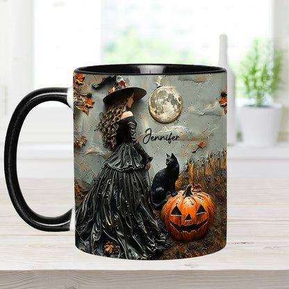 Beautiful Witch Halloween Vintage - Personalized Witch Accent Mug-Myprintsy