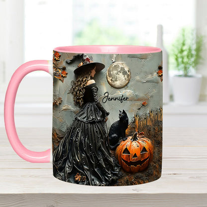 Beautiful Witch Halloween Vintage - Personalized Witch Accent Mug-Myprintsy